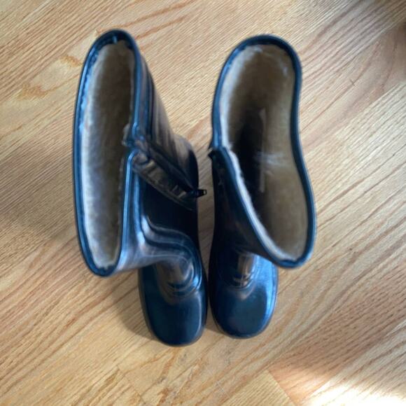 True VTG Black Rubber Heeled USA Made Boots By Pretties Originals Waterproof 6us - Picture 10 of 14